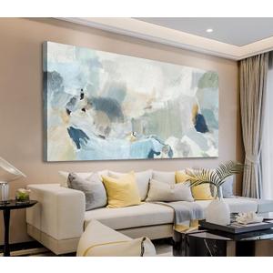 Abstract Canvas Wall Art Contemporary Teal Abstract Pictures Painting Modern Bluish Green Canvas Prints Turquoise Artwork Wall Decor for Living Room Bedroom Home Office Wall Decoration 24x48in