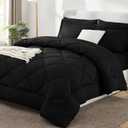 CozyLux Queen Comforter Set Black - Bed in a Bag Queen Size 7 Pieces, Luxury Soft Bed Set for All Seasons, Bedding Set with Down Alternative Comforter, Sheets, Pillowcases & Shams