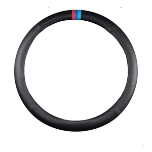 Car Carbon Fiber Steering Wheel Cover Sports Leather Non-Slip Universal 15 Inch Steering Wheel