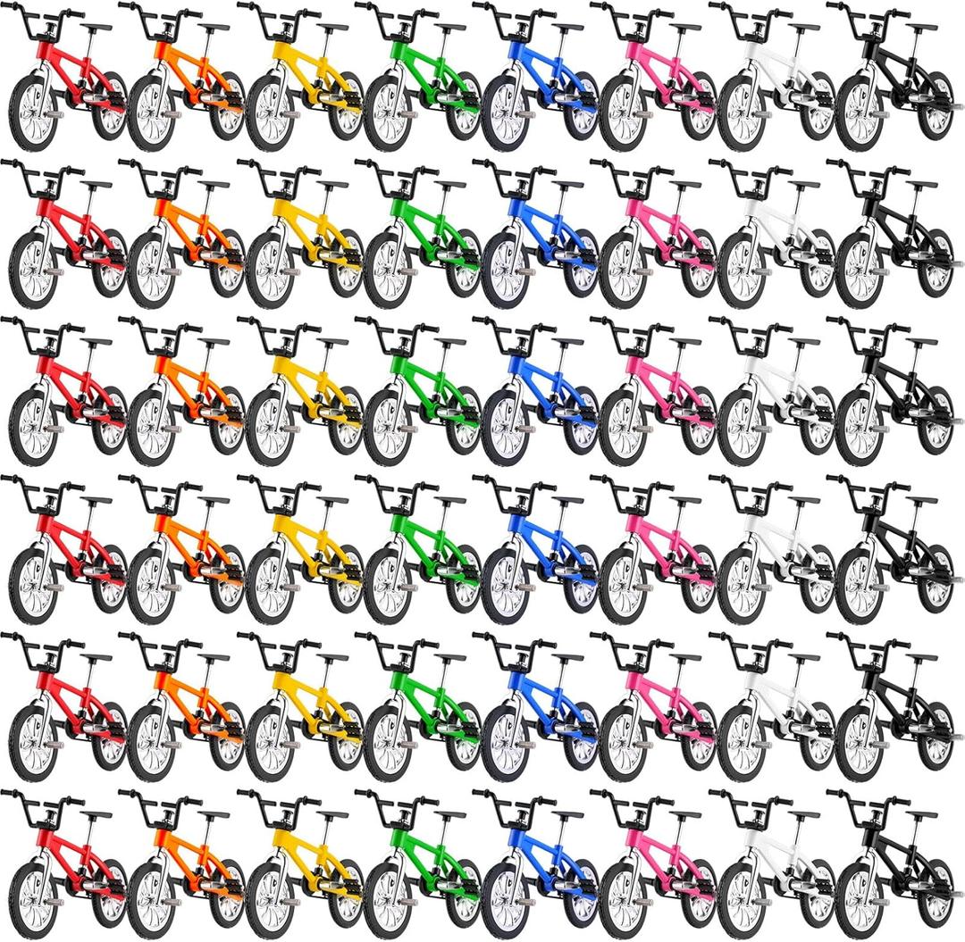 Poen 48 Pcs Kids Mini Finger Bikes Party Favors Miniature Fidget Bicycle Toy Metal Finger Bikes for Students Class Prizes Birthday Gift Goodie Bag Stuffers Carnival Prizes Christmas Stocking Fillers