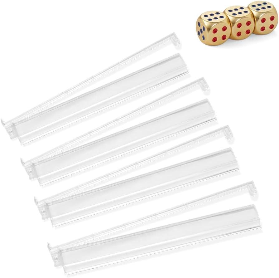 Mahjong Racks with Pushers, Clear Acrylic American Majiang Tile Racks, Enhanced Mah Jongg Tile Holders Set of 4 with 3 Goldern Dics (Transparency)