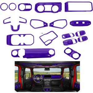 JeCar 20pcs Purple Interior Accessories Trim Kit for 2024 2025 2026+ Jeep Wrangler JL JLU & Gladiator JT - Center Console Gear Shift Cup Holder Panel, Dashboard Decoration Upgrade