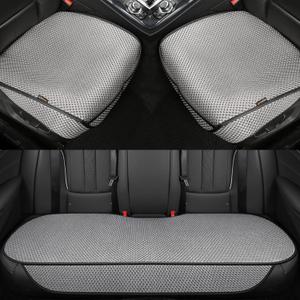 Auto Newer Breathable Universal Four Seasons Car Seat Covers, Luxury Include Front Car Seat Protector and RearCar Seat Cushion,Compatible with 95% Vehicles Fit for Cars Truck SUV (Grey,3PCS)