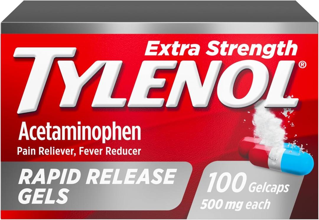 Tylenol Extra Strength Acetaminophen Rapid Release Gels, Extra Strength Pain Reliever & Fever Reducer, Gelcaps with Laser-Drilled Holes, 500 mg Acetaminophen, 100 ct (100 Count (Pack of 1))
