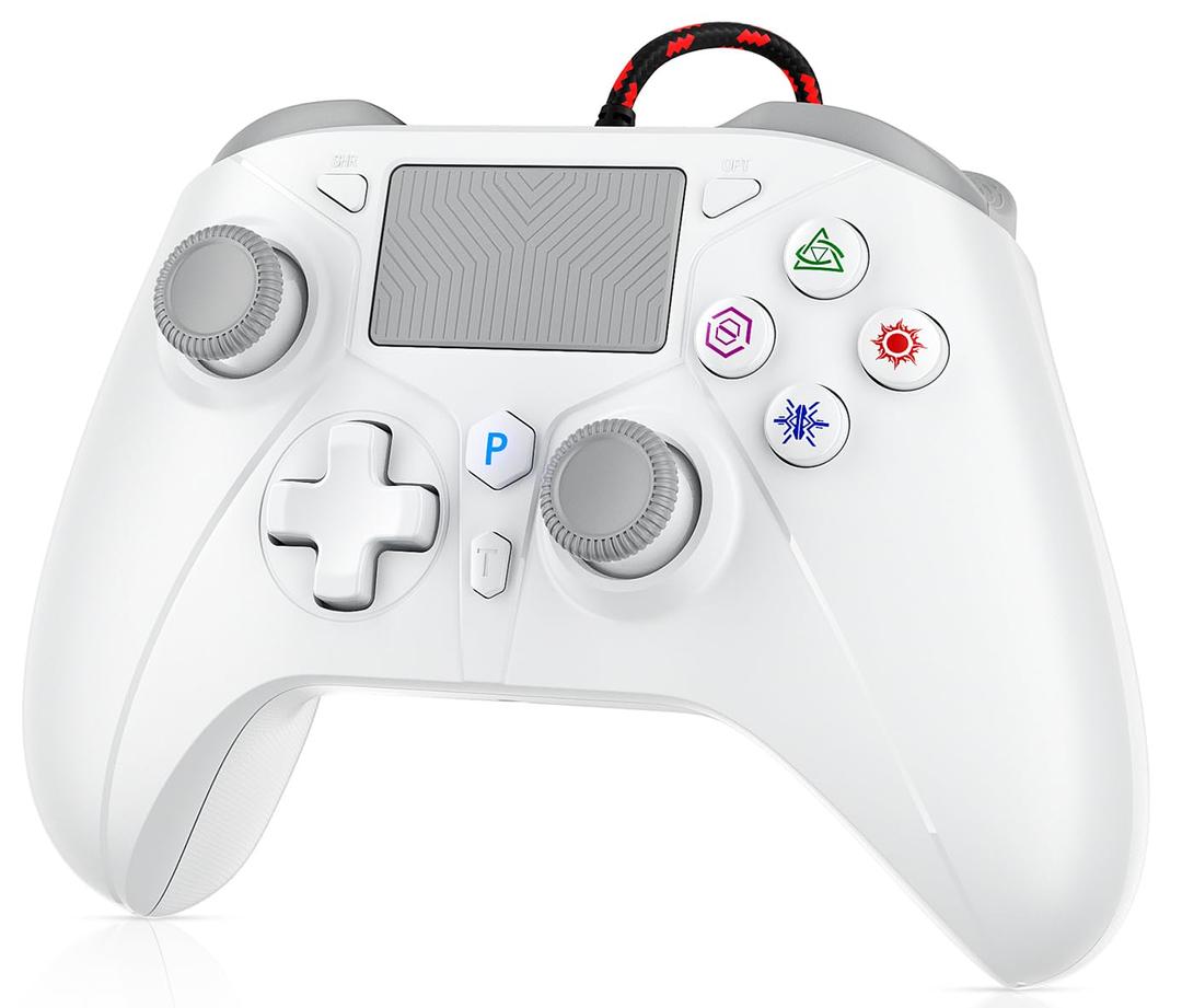 10ft Wired for PS5 Controller, Compatible with PlayStation 5/PS4 and PC, with Hall Effect Joystick Turbo Programmable Back Button Multi-Touch Pad 3.5mm Headphone Jack (WHITE)