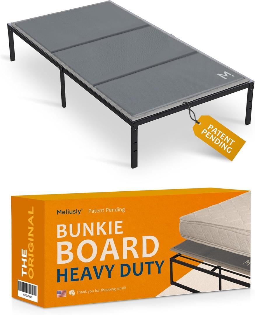 Meliusly Heavy Duty 10mm Bunkie Board Twin Size (38x75'') Patent Pending Low Profile Bed Board Design - Breathable, Noise Minimizing, Moisture Resistant Bunkieboards, Low Profile Bed Support
