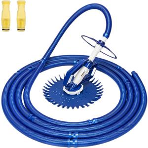 VINGLI Pool Vacuum Above Ground Indoor Outdoor Automatic Swimming Pool Cleaner Sweep Sweeper with 33FT Hoses (Nave Blue)