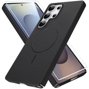 Goarshy for Samsung Galaxy S25 Ultra Case [Compatible with MagSafe] Shockproof & Soft Bumper with Tempered Glass Film, Large Hole Lens Protective Design Slim Thin S25 Ultra Case 6.9'' 2025, Black