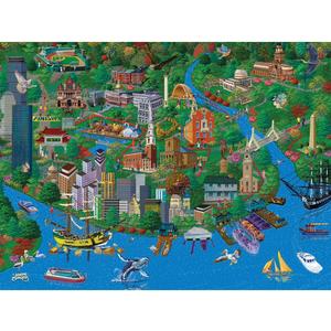 Bits and Pieces  1000 Piece Jigsaw Puzzle for Adults  Boston City View - Charles River Jigsaw Puzzle by Artist Joseph Burgess, Completed Puzzle Size: 20" x 27"