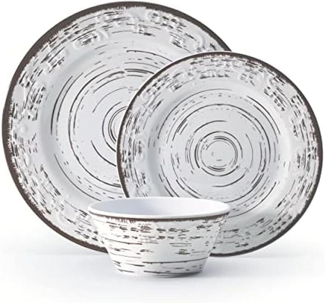 Pfaltzgraff Trellis 12 Piece Outdoor Melamine Dinnerware Set, Mulitcolored, Service for 4