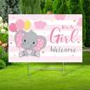Capoda Baby Shower Yard Sign with Stake Gender Reveal Yard Sign Blue Pink Elephant Lawn Decoration Boy Girl Bear Lawn Decor Welcome Baby Announcement Decor for Outdoor Gender Reveal Party(It's Girl)