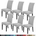 Joccun Chair Covers for Dining Room Set of 6,Dining Chair Slipcovers Stretch Dining Room Chair Covers Seat Protector,Washable Parsons Chair Cover for Home,Hotel,Banquet(Silver,6 Pack)
