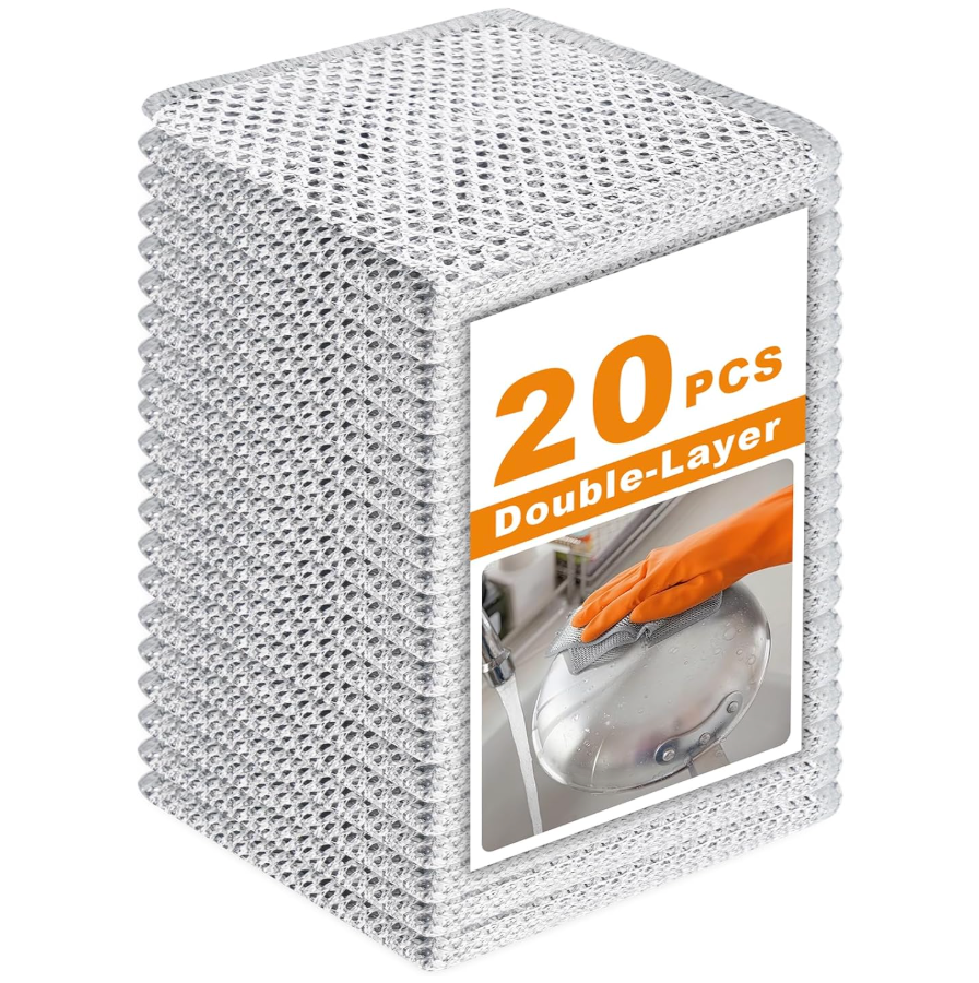 VMKBL 20 Pcs New Upgraded 3 Layers Non Scratch Wire Dishcloth, Multipurpose Wire Dishwashing Rags, Wet & Dry for Cookware, Sinks, Dishes, Stoves & Fireplaces (7.87 x 7.87-20pcs)