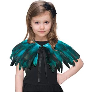 L'VOW Fashion Kids Rooster Feather Capes Stole Shawl Iridescent for Game Party Hallowmas (Blue-Ro) (Rooster-Blue)