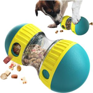 BSISUERM Dog Puzzle Toy Adjustable Treat Dispensing Ball Food Dispenser Tough Slow Feeder Puppy Enrichment Training Toy Pet Interactive Chase Toys for Small Medium Large Dogs to Keep Them Busy, Green