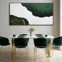 Framed Sage Green Abstract Wall Art,Gold Foil Pictures, Large Green And White Canvas Paintings for Dining Room,Textured Artwork 29"x58" for Room & Office
