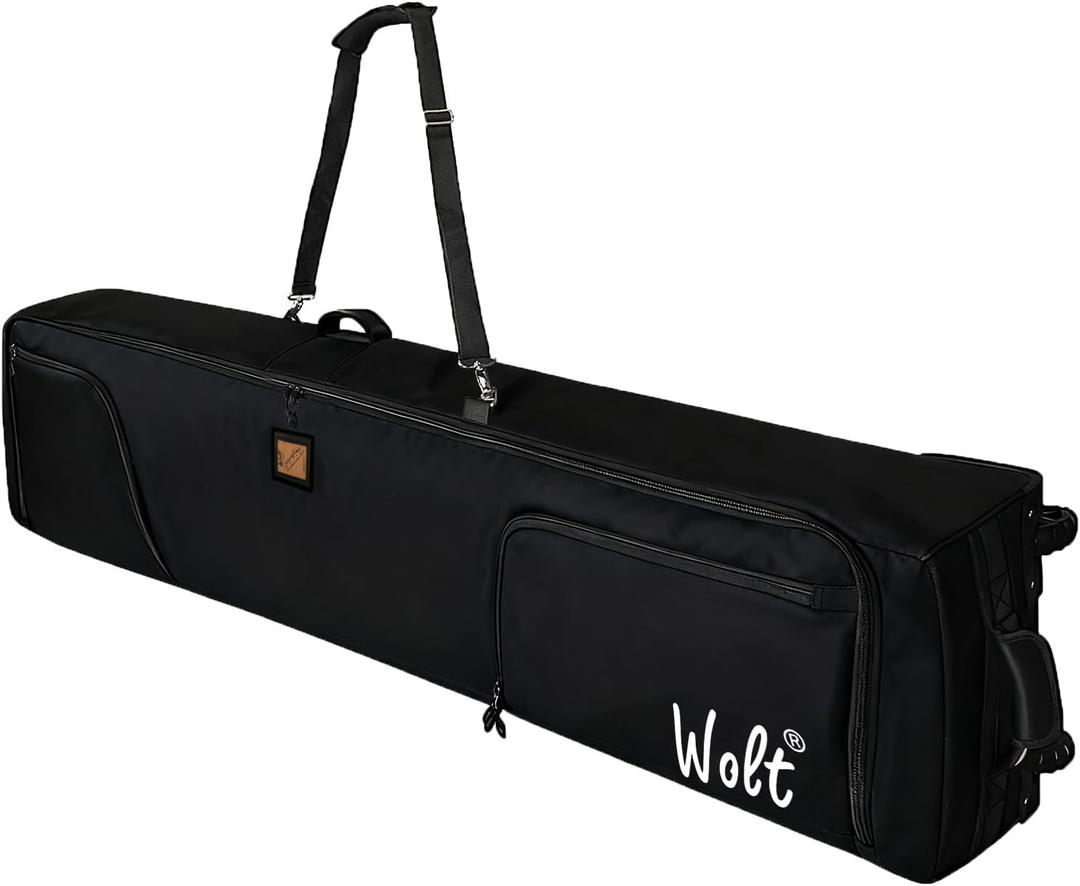 WOLT Rolling Ski Bag,Padded Snowboard Bag with Wheels for Air Travel, Fit to Double Pairs of Skis up to 190 cm