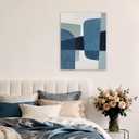 ZHENGYIN Blue Gray Abstract Wall Art, Mid Century Geometric Oil Painting, Minimalist Wall Decor for Living Room Bedroom Office 32x40 Inch