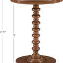 Powell Tarkin Round Hazelnut Turned Spindle Pedestal Side Accent Table, Standard
