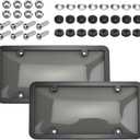 2 Pcs Clear License Plate Covers and Frames,Transparent License Plate Holders with Screws & Caps,Rust-Proof Auto Licenses Plates Protector Shields for Standard US Plates