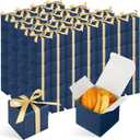 Jutom 100 Pcs Mini Favor Boxes Extra Small Candy Boxes Paper with Gold Ribbon for Baby Shower Birthday Wedding Anniversary Supplies(2 x 2 x 2 Inch,Navy Blue)