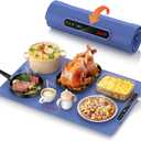 Laudlife Electric Warming Mat for Food, Roll-Up Silicone Heating Pad with 7 Adjustable Tempmaster Levels, Foldable Warming Tray for Countertop,Buffet Party, Kitchen & Home, Child Lock, Dark Bule (24x16 inch)