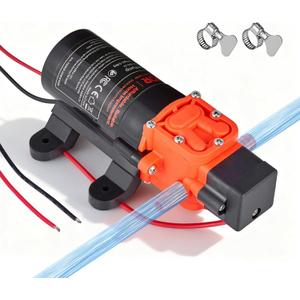 VEVOR Water Pressure Pump, 12V DC 1.2 GPM (4.5 L/min), 2-Chamber Self-Priming Diaphragm Water Pump with 2 Hose Clamps, 80 PSI Max Pressure, Quiet Operation, for RV, Caravan, Marine, Garden Irrigation