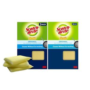 Scotch-Brite Dobie Pads, Dobie Sponge for All Purpose Cleaning of Kitchen, Bathroom, and Household, Non Scratch Dobie Cleaning Pads Safe for Non-Stick Cookware, 3 Dobie Pads (Set of 2)