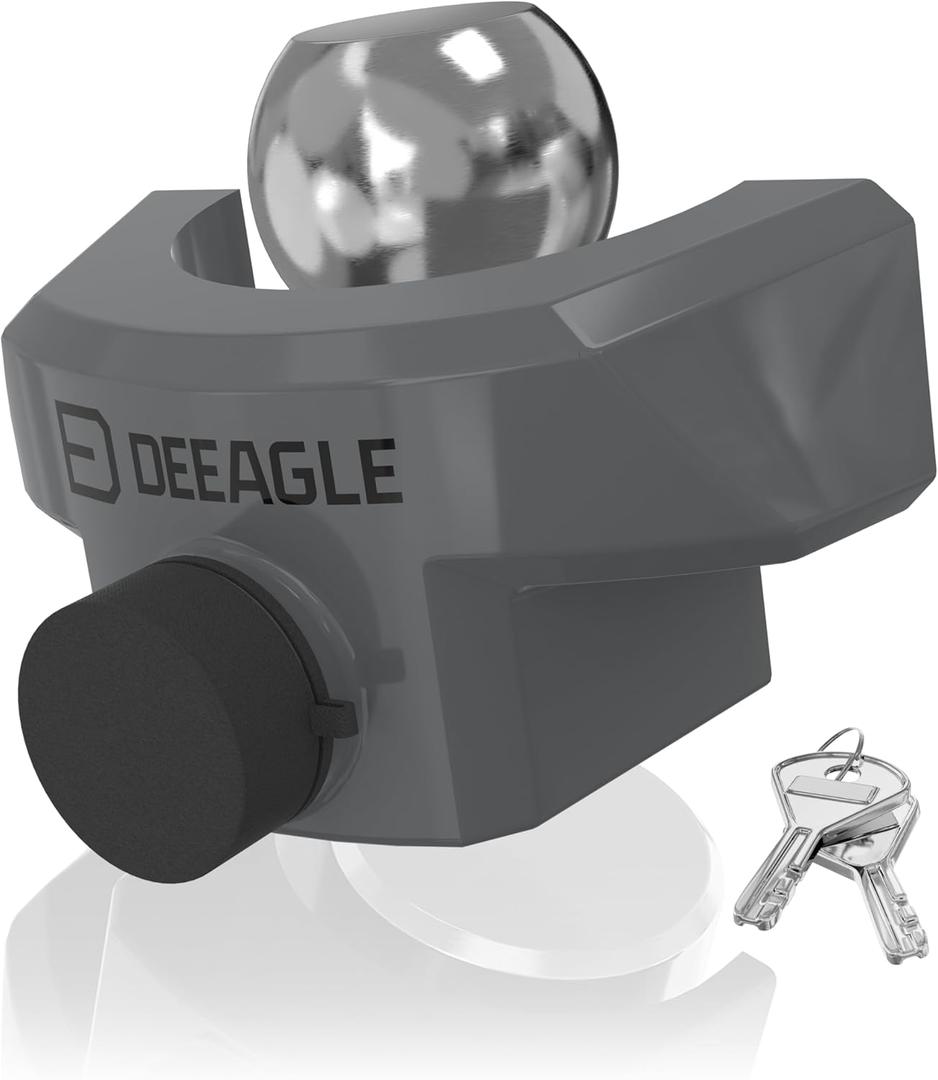 DEEAGLE Trailer Locks Ball Hitch, Heavy Duty Trailer Hitch Locks Fits 2-5/16 Couplers, Anti-Theft Ball Hitch Lock for RV Travel Trailer, Grey (Gray)
