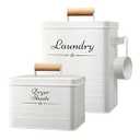 Cruleen Farmhouse Metal Laundry Pods Container with Dryer Sheet Holder for Organization and Storage, Laundry Room Decor - Holds 156 Pods and 300 Sheets (White)