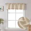 Chyhomenyc Valance for Windows, Faux Linen Slub Textured Small Valance for Kitchen Bathroom Basement, Rod Pocket Short Top Window Curtains for Bedroom, 30Wx14L inch, 2 Piece, Linen Color