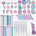 Pajean 144 Pcs Mermaid Party Favors for Goodie Gift Bags Mermaid Theme Birthday Decorations Include Mini Notebooks Stickers Pens Stamps Goodie Bag Boys Girls Kids Ocean Party Classroom Prize Supplies