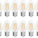 E26 Base LED Candelabra Light Bulbs 2700K Soft White, 6W, 60 watt Equivalent, E26 LED Bulb, B10 Chandelier Candle Light Bulbs, Non-Dimmable, 90+CRI, 600LM, Cear Glass, 12 Pack