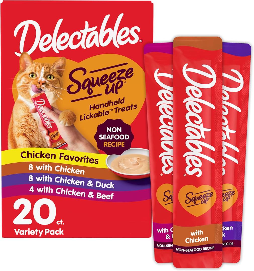 Delectables Squeeze Up Non-Seafood Variety Pack Lickable Cat Treat, 20 Count (Pack of 1) (EXP 12/10/27)