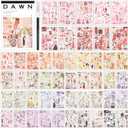 Vintage Washi Stickers for Scrapbooking, Scrapbook Stickers for Junk Journals, 50 Sheets Aesthetic Sticker Book for Journaling Supplies,Art Bullet Journals for Adults Teens Girls with 1pcs Carving (Dawn Video)