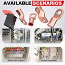 AIRIC UL Listed 1/0 AWG - 3/8" Battery Cable Lugs, Heat Shrink Ring Terminals End, Copper Cable Ends, Wiring Connector Terminal, Electrical Crimp Connectors, Wire Lug for 1/0 Gauge Wires, 4 PCS