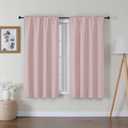 Lecloud Bessie Blush Pink Curtains 54 Inch Length 2 Panels Set, Light Filtering Faux Linen Textured Window Curtains, Rod Pocket Curtain Drapes for Bedroom Living Room, Each 30 W x 54 L