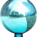 VCUTEKA Gazing Ball, Glass Mirror Polished Hollow Ball Reflective Garden Sphere, Gazing Globe for Home Garden Lawn Outdoor Ornament Yard Decorative 10-Inch, Blue