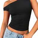 Off The Shoulder Tops for Women - Going Out Top Double Lined Cute Summer Crop Tank Trendy Ruched (Large, Black)