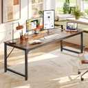PRAISUN 70 x 24 Inch Computer Desk with Power Outlets & USB-C, Rustic Brown, 71 Inch