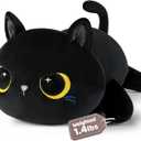Puffpals Weighted Plush, Cute Black Cat Weighted Stuffed Animal with Beads, Soft Sensory Plush Pillow Toy for Kids & Adults(13.2in 1.4lbs)