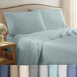 3 Piece Twin Sheet Set | 400 Thread Count | Twin Bed Sheets Set | Lightweight Breathable 100% Cotton Sheets | Wrinkle Resistant & Fade Resistant Sateen Sheets | Silky Soft & Durable | Aqua