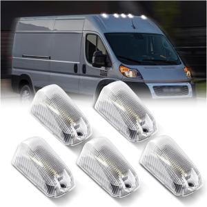 Cab Roof Top Marker Lights White Led Clearance Running Lamps for 2014-2023 Dodge Ram ProMaster 1500 2500 3500, 5PCS (Clear Len)