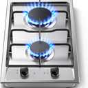 Gas Cooktop 2 Burner, 12 Inch Built-in Propane Cooktop, NG/LPG Dual Fuel Gas Stove Top with Thermocouple Safety Protection, Stainless Steel Stove for Apartment, Kitchen & RV