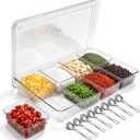 8 Compartments Condiment Containers with Lids Spoons, Clear
