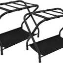 2 Pack Luggage Rack with Storage Shelf, Steel Folding Suitcase Stand, Black Luggage Stand for Indoor Bedroom, Living Room and Outdoor Camping, 27.5 x 14.2 x 20.7 Inches, Holds up to 100 lb