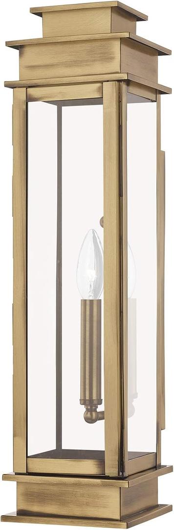 Livex Lighting 20207-01 1-Light Outdoor Wall Lantern, Antique Brass, 5.25"W x 20.25"H