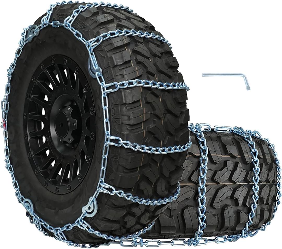 SCITOO QG3229CAM Snow Chains for Car Pickup Trucks SUV, Universal Emergency Tire Traction Chain, Anti-Skid Thickening Tire Chains Width 235 245 255 265 275 285(14" 15" 16" 17" 18" 19" 20")- Set of 2