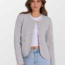 Caracilia Women's 2025 Fall Cardigan Sweaters Knitted Dressy Casual Jackets Trendy Outfits Light Grey S