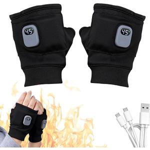 Heated Gloves, Upgraded Smart Thermostatic Electric Heated Fingerless Gloves Rechargeable, Winter Hand Warmer for Work Cycling Skiing Outdoor